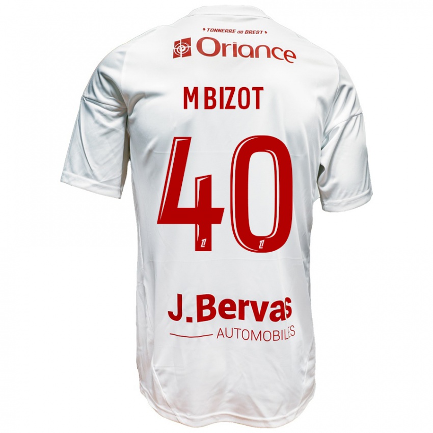 Bambino Maglia Marco Bizot #40 Bianco Rosso Kit Gara Away 2024/25 Maglietta