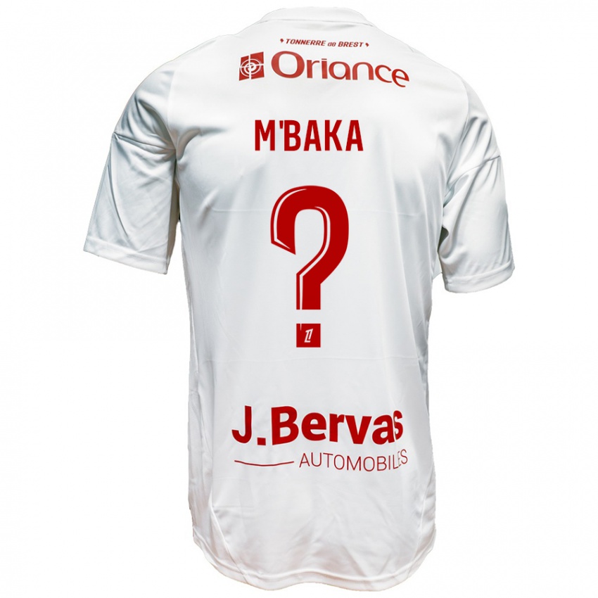 Bambino Maglia Sacha M'baka #0 Bianco Rosso Kit Gara Away 2024/25 Maglietta