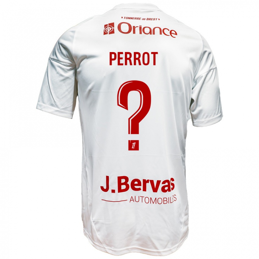 Bambino Maglia Maël Perrot #0 Bianco Rosso Kit Gara Away 2024/25 Maglietta