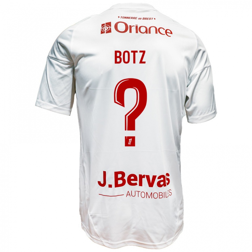 Bambino Maglia Léo Botz #0 Bianco Rosso Kit Gara Away 2024/25 Maglietta