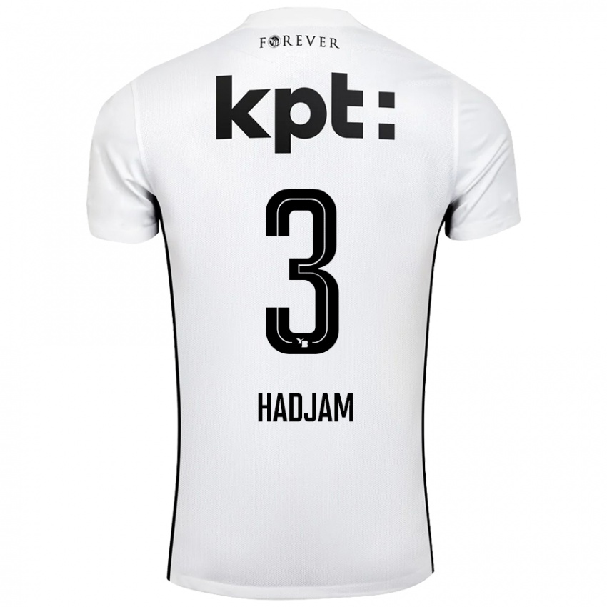 Bambino Maglia Jaouen Hadjam #3 Bianco Nero Kit Gara Away 2024/25 Maglietta