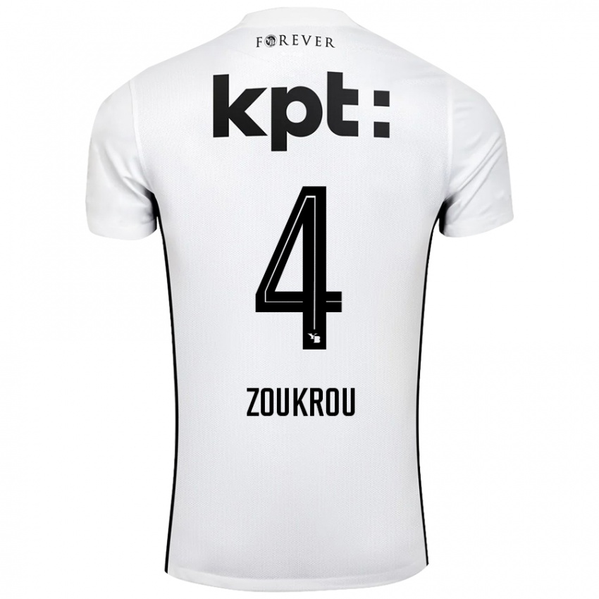 Bambino Maglia Tanguy Zoukrou #4 Bianco Nero Kit Gara Away 2024/25 Maglietta