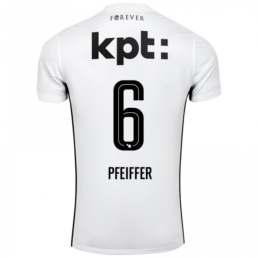 Bambino Maglia Patric Pfeiffer #6 Bianco Nero Kit Gara Away 2024/25 Maglietta