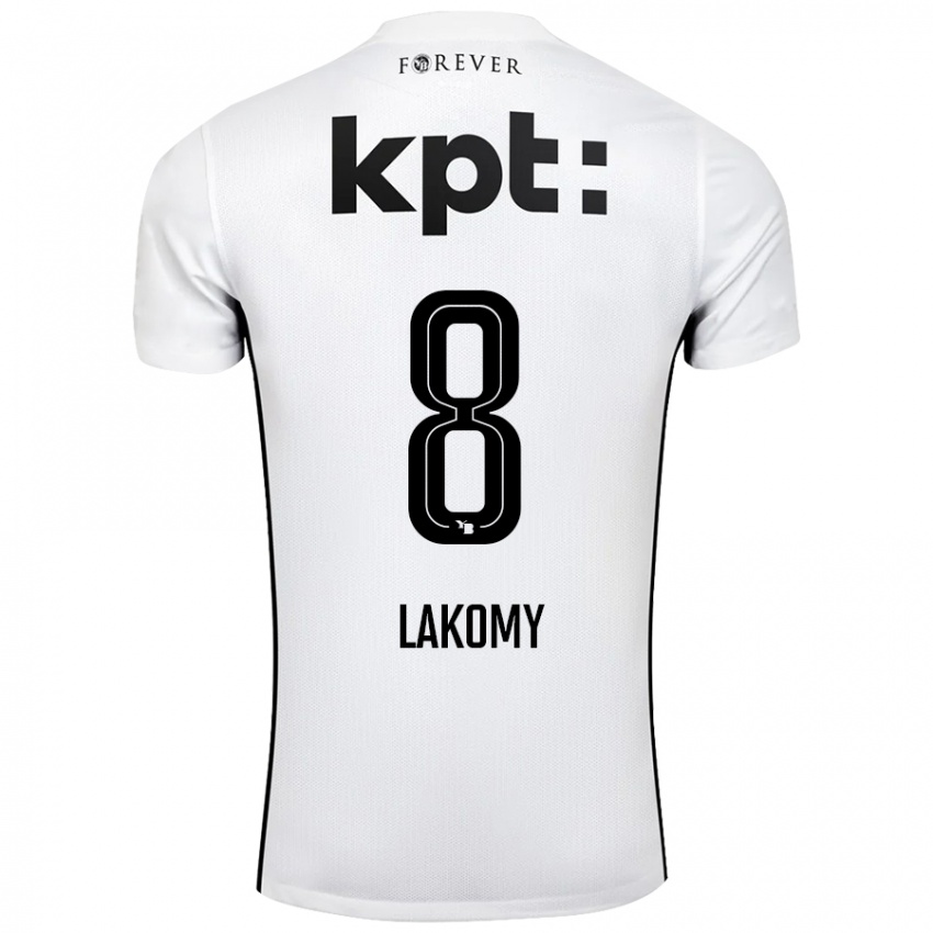 Bambino Maglia Lukasz Lakomy #8 Bianco Nero Kit Gara Away 2024/25 Maglietta