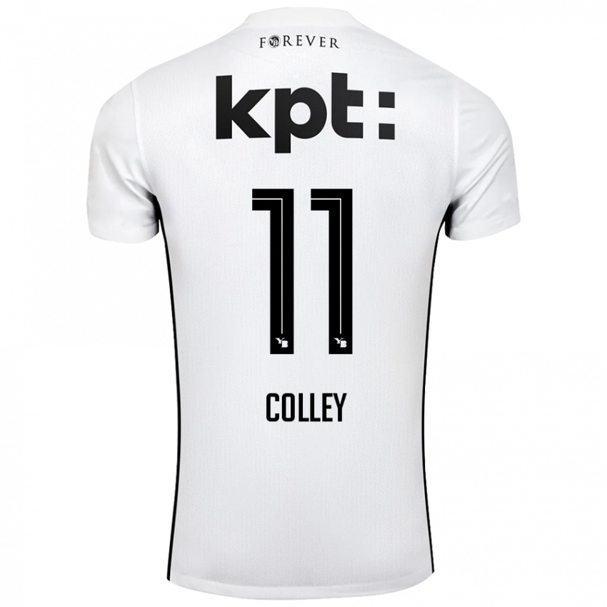 Bambino Maglia Ebrima Colley #11 Bianco Nero Kit Gara Away 2024/25 Maglietta