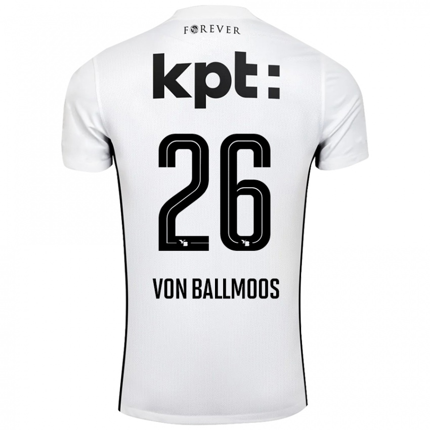 Bambino Maglia David Von Ballmoos #26 Bianco Nero Kit Gara Away 2024/25 Maglietta