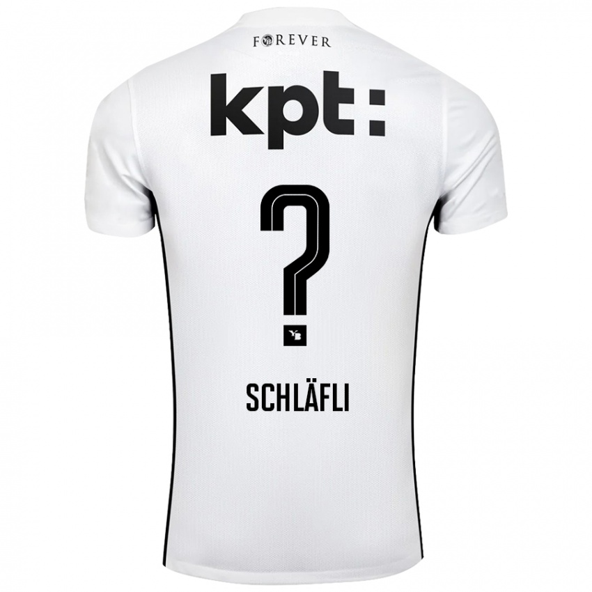 Bambino Maglia Enea Schläfli #0 Bianco Nero Kit Gara Away 2024/25 Maglietta