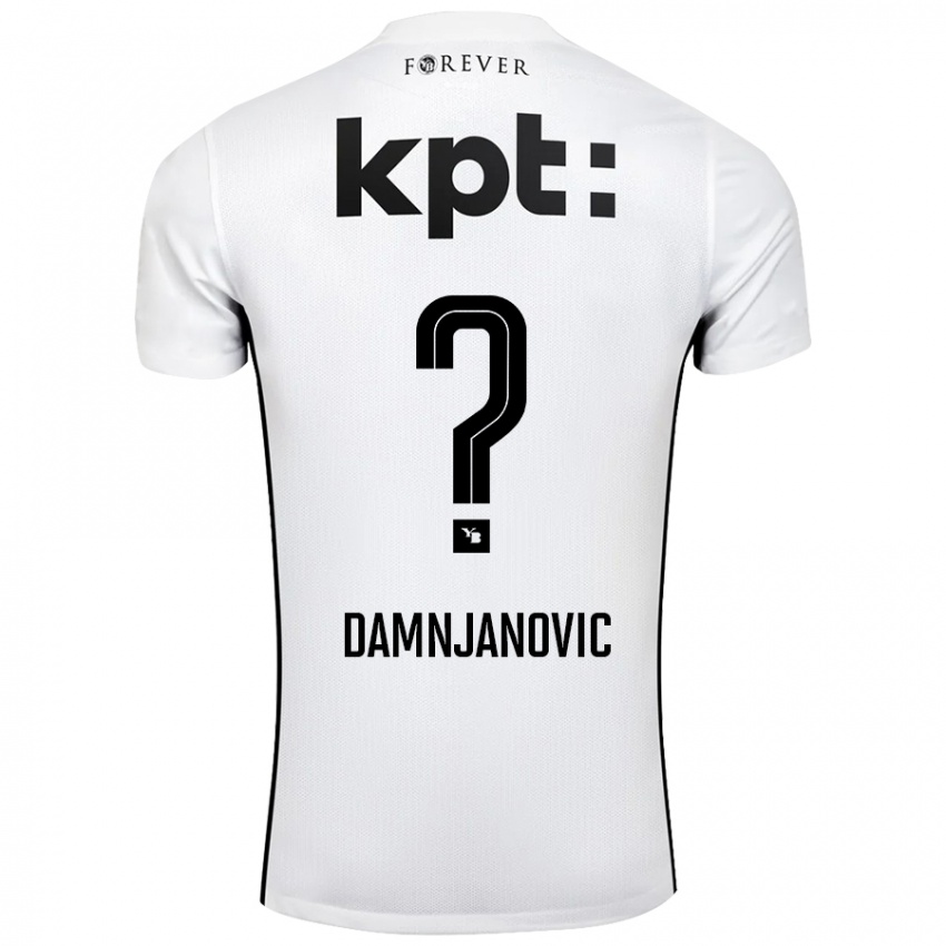 Bambino Maglia Lazar Damnjanovic #0 Bianco Nero Kit Gara Away 2024/25 Maglietta