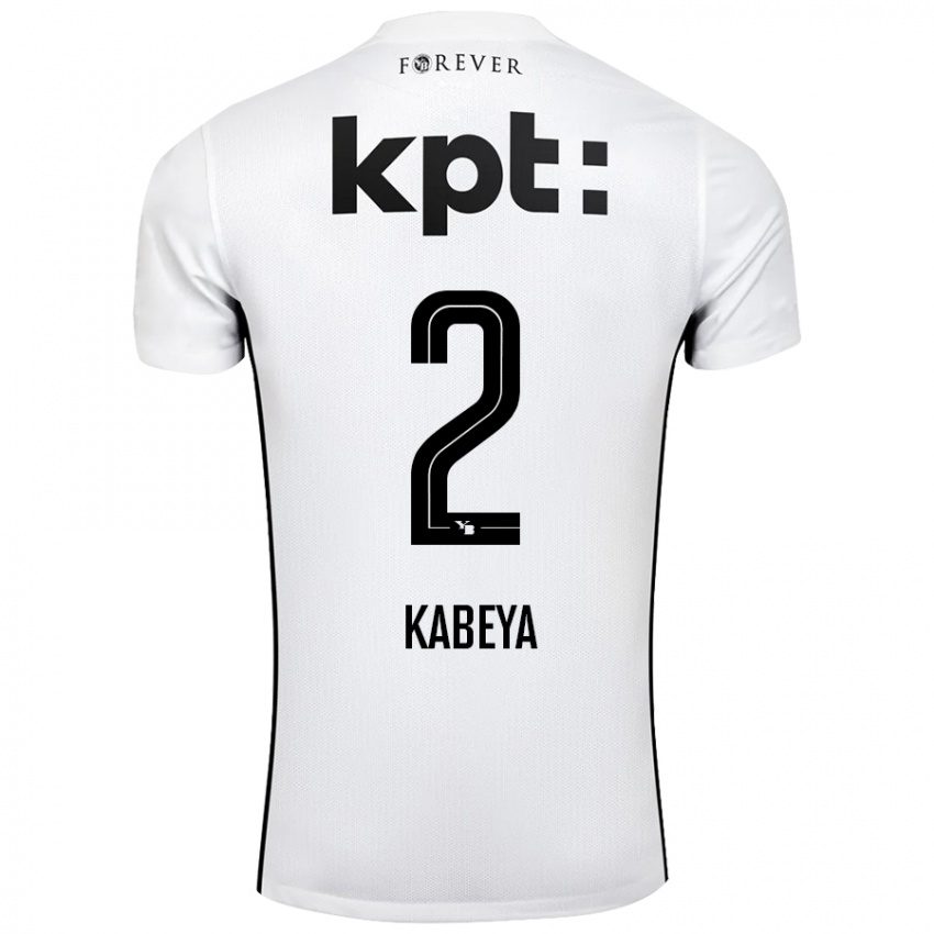 Bambino Maglia Benjamin Kabeya #2 Bianco Nero Kit Gara Away 2024/25 Maglietta