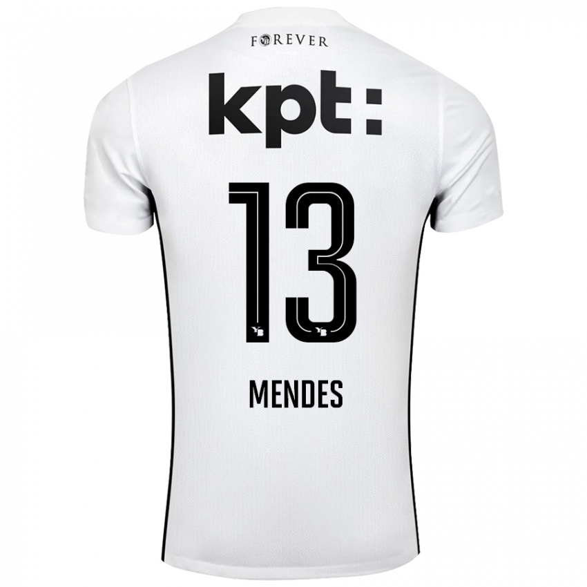 Bambino Maglia Daniel Mendes #13 Bianco Nero Kit Gara Away 2024/25 Maglietta