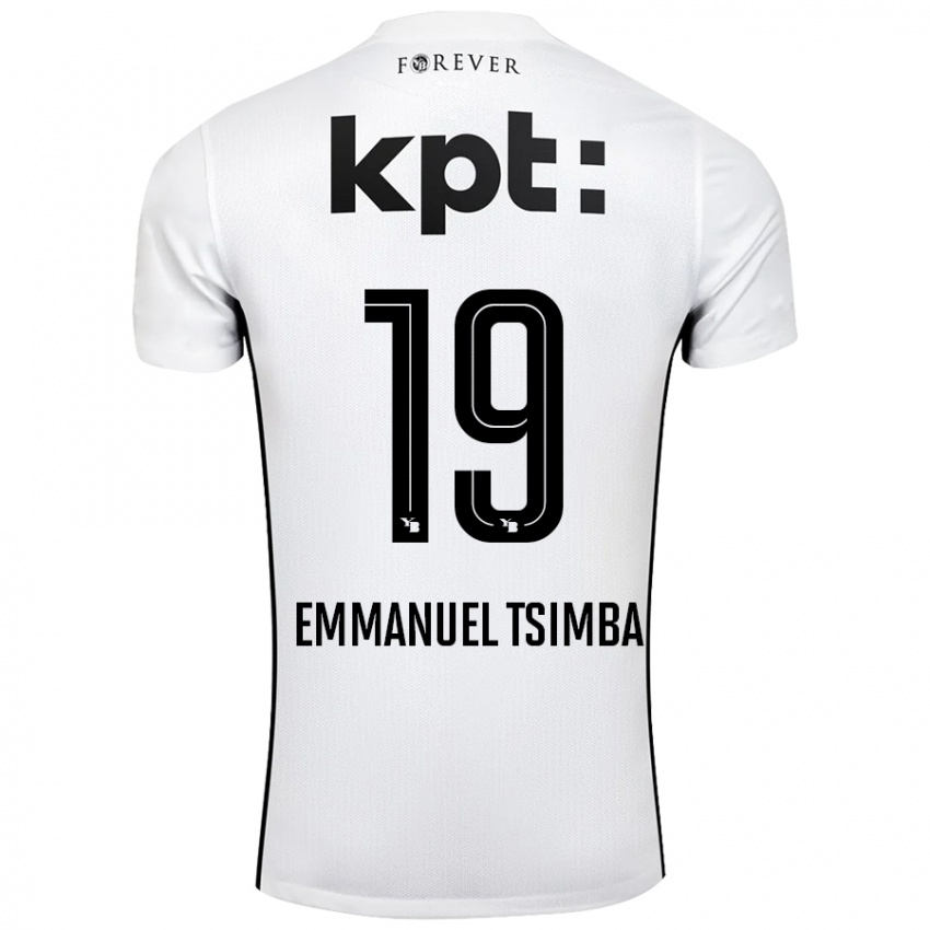 Bambino Maglia Felix Emmanuel Tsimba #19 Bianco Nero Kit Gara Away 2024/25 Maglietta