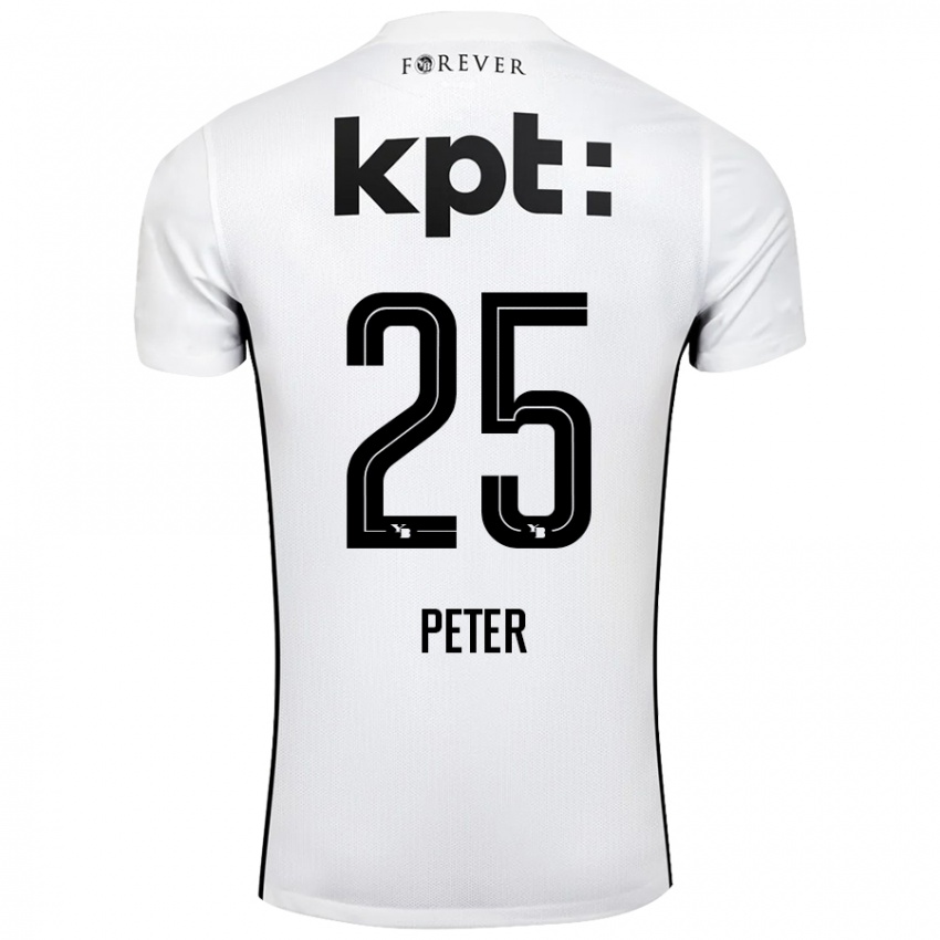 Bambino Maglia Luc Peter #25 Bianco Nero Kit Gara Away 2024/25 Maglietta