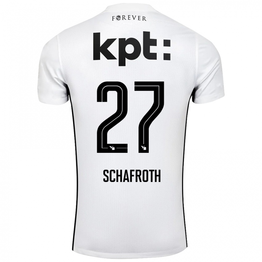 Bambino Maglia Reto Schafroth #27 Bianco Nero Kit Gara Away 2024/25 Maglietta