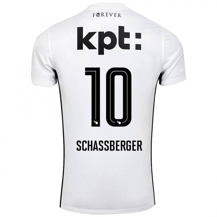 Bambino Maglia Julia Schassberger #10 Bianco Nero Kit Gara Away 2024/25 Maglietta