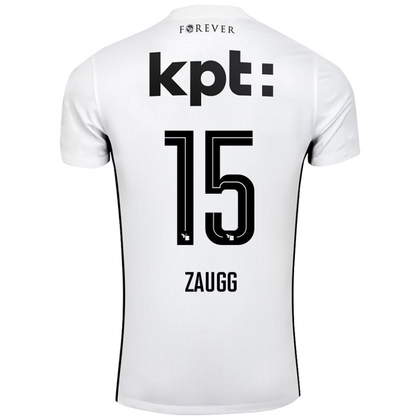 Bambino Maglia Leana Zaugg #15 Bianco Nero Kit Gara Away 2024/25 Maglietta