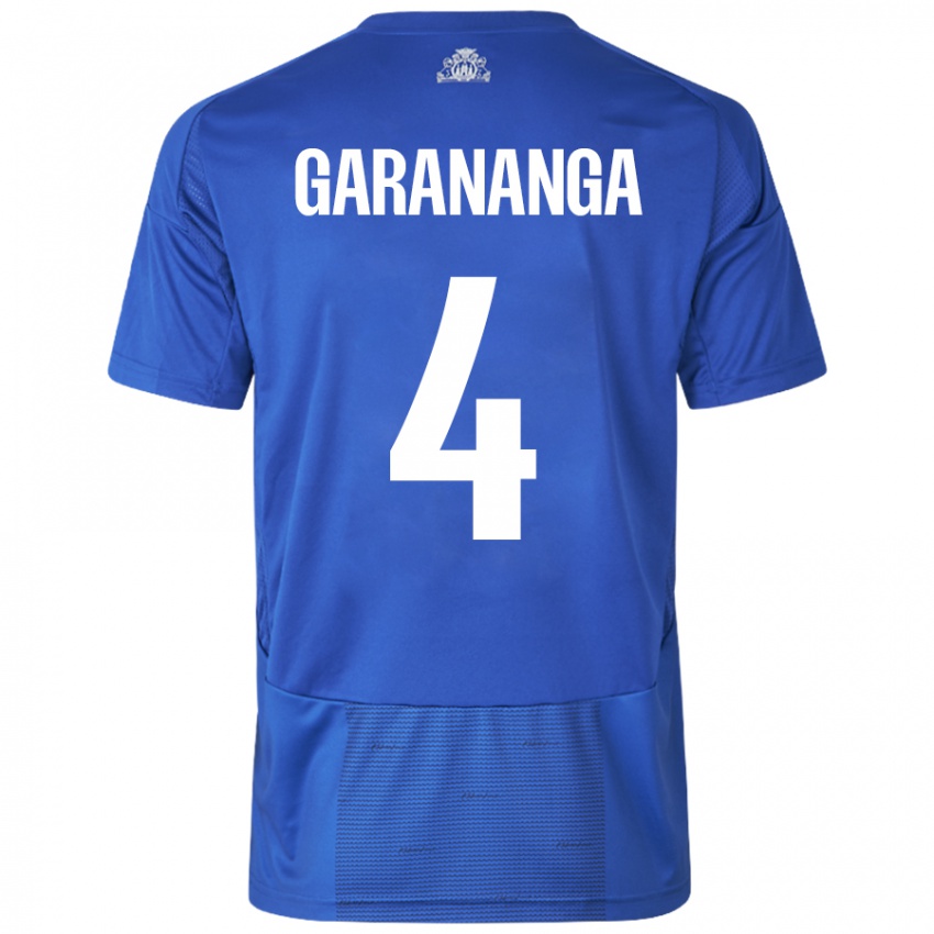 Bambino Maglia Munashe Garananga #4 Bianco Blu Kit Gara Away 2024/25 Maglietta