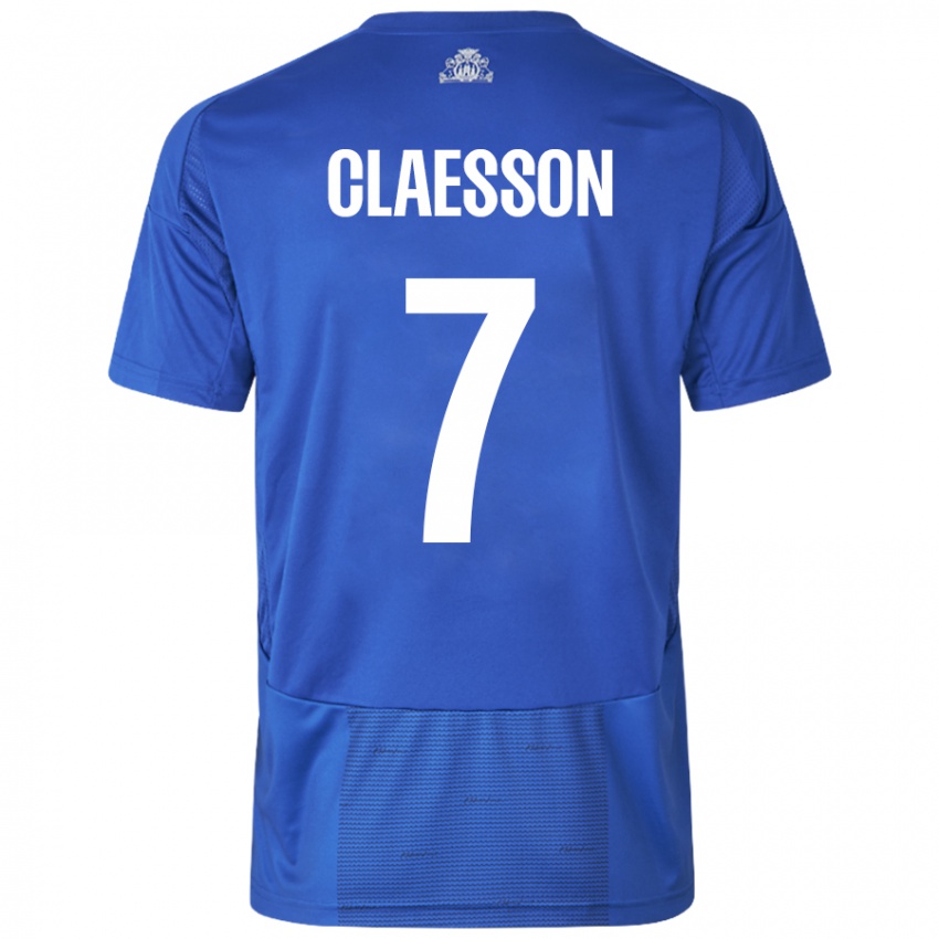 Bambino Maglia Viktor Claesson #7 Bianco Blu Kit Gara Away 2024/25 Maglietta