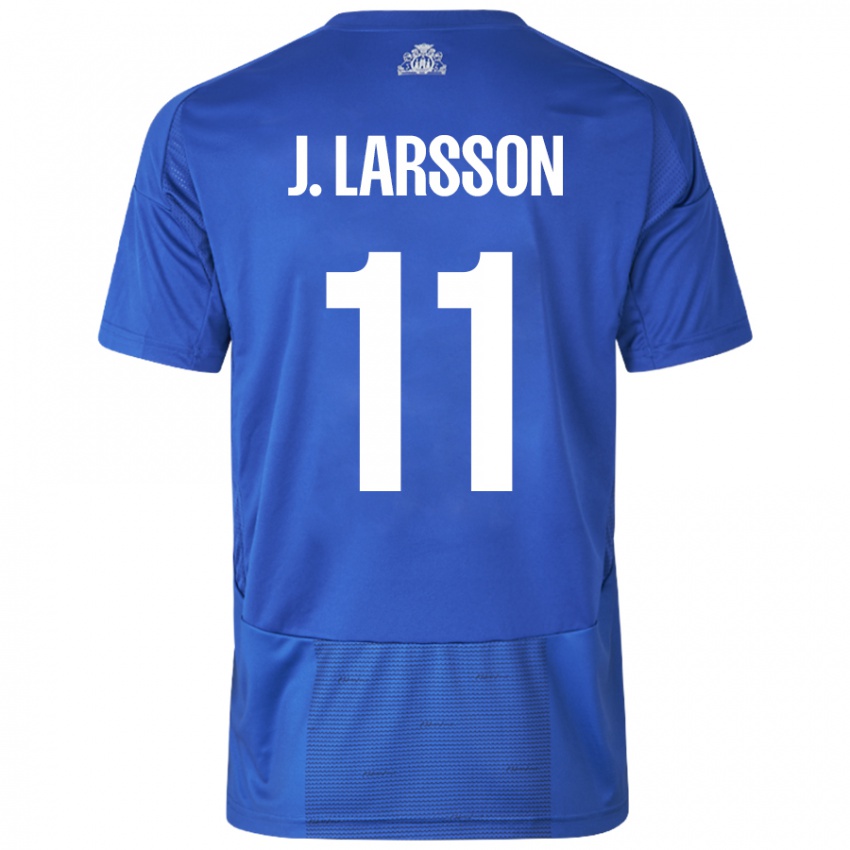 Bambino Maglia Jordan Larsson #11 Bianco Blu Kit Gara Away 2024/25 Maglietta