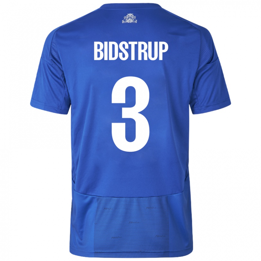 Bambino Maglia Hjalte Bidstrup #3 Bianco Blu Kit Gara Away 2024/25 Maglietta