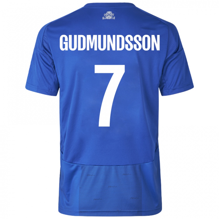 Bambino Maglia Galdur Gudmundsson #7 Bianco Blu Kit Gara Away 2024/25 Maglietta