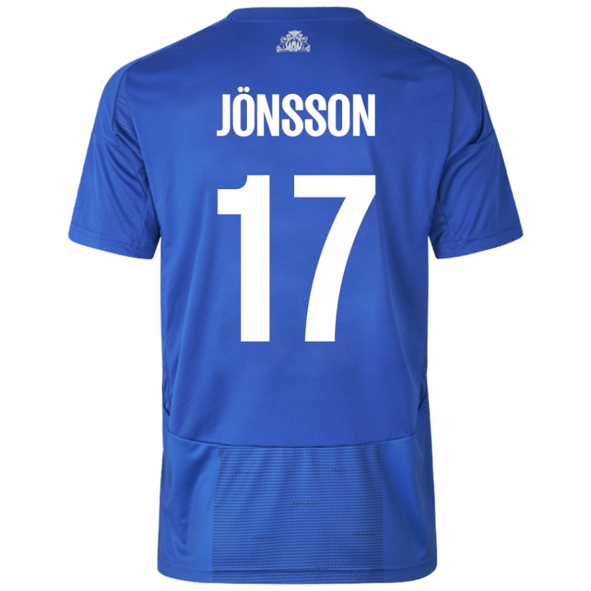 Bambino Maglia Neo Jönsson #17 Bianco Blu Kit Gara Away 2024/25 Maglietta