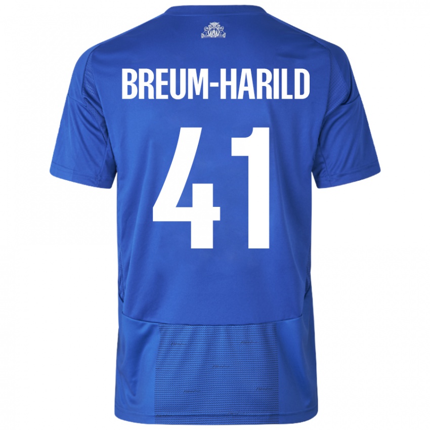 Bambino Maglia Tobias Breum-Harild #41 Bianco Blu Kit Gara Away 2024/25 Maglietta