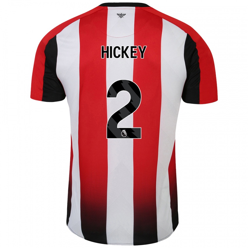 Uomo Maglia Aaron Hickey #2 Rosso Bianco Kit Gara Home 2024/25 Maglietta