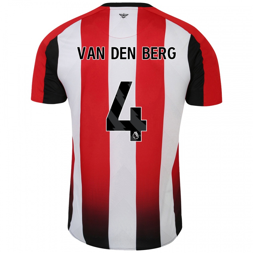 Uomo Maglia Sepp Van Den Berg #4 Rosso Bianco Kit Gara Home 2024/25 Maglietta