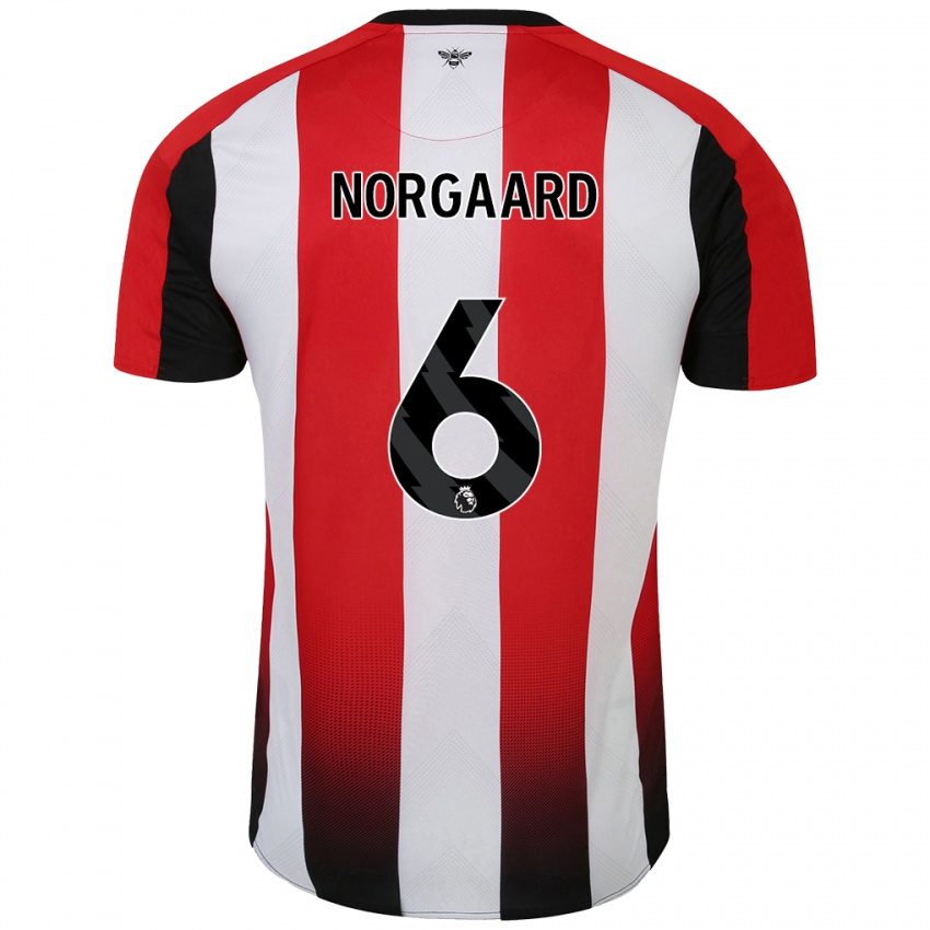 Uomo Maglia Christian Nørgaard #6 Rosso Bianco Kit Gara Home 2024/25 Maglietta