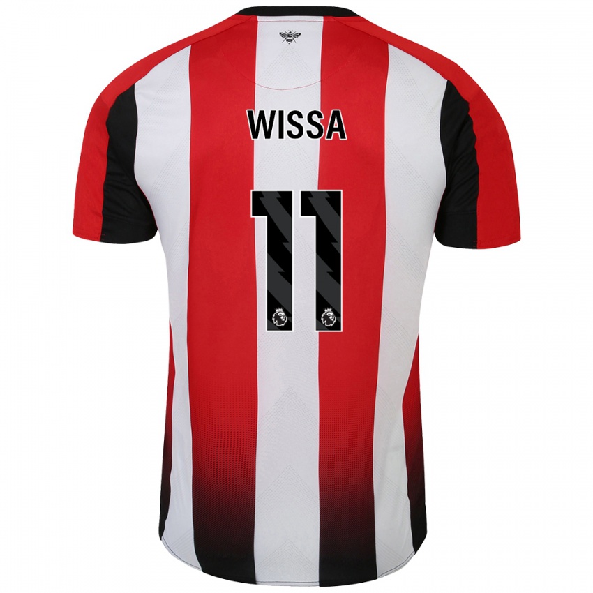 Uomo Maglia Yoane Wissa #11 Rosso Bianco Kit Gara Home 2024/25 Maglietta