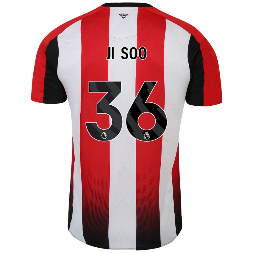 Uomo Maglia Ji-Soo Kim #36 Rosso Bianco Kit Gara Home 2024/25 Maglietta