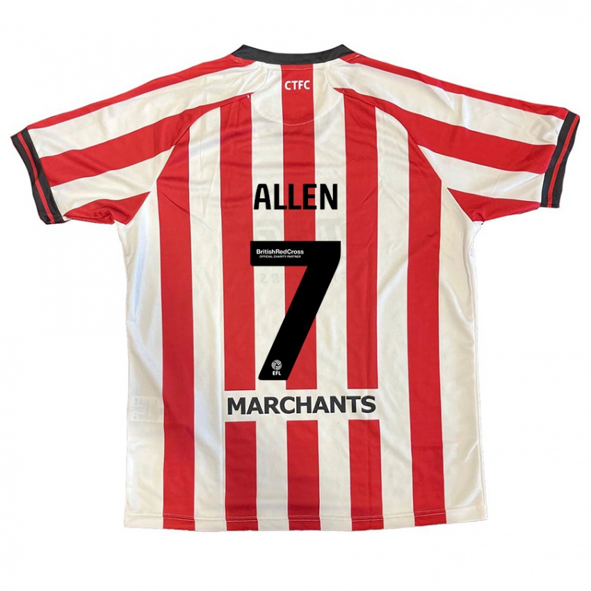 Uomo Maglia Emily Allen #7 Rosso Bianco Kit Gara Home 2024/25 Maglietta