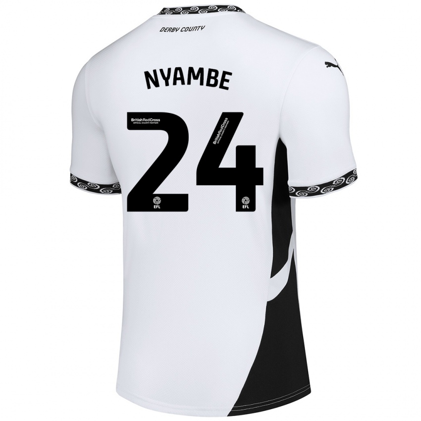 Uomo Maglia Ryan Nyambe #24 Bianco Nero Kit Gara Home 2024/25 Maglietta