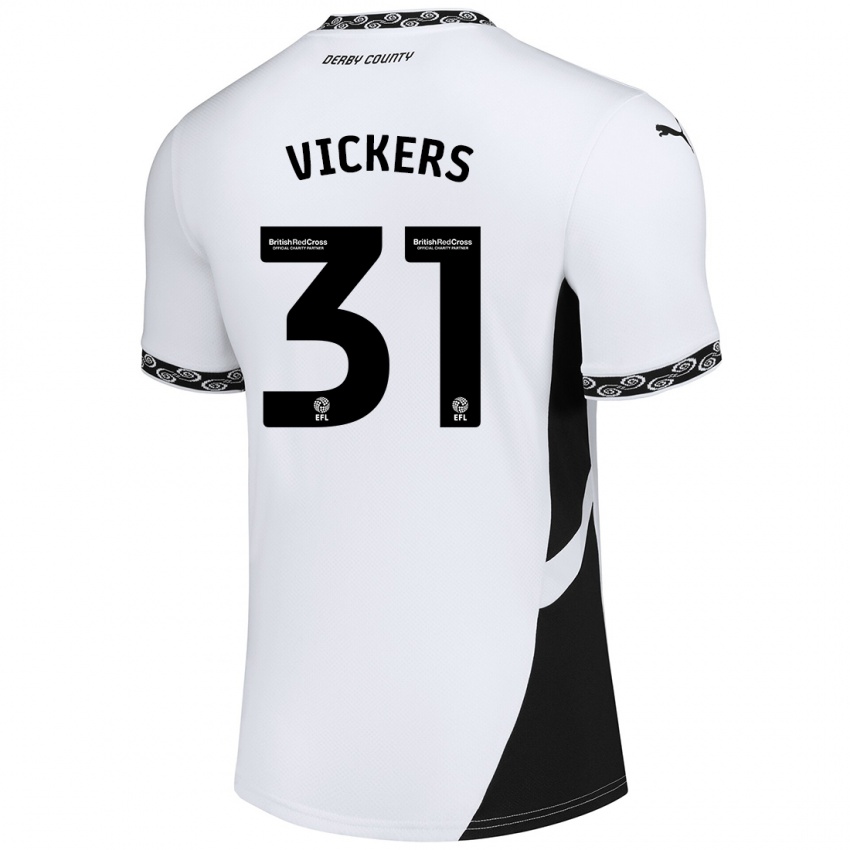 Uomo Maglia Josh Vickers #31 Bianco Nero Kit Gara Home 2024/25 Maglietta