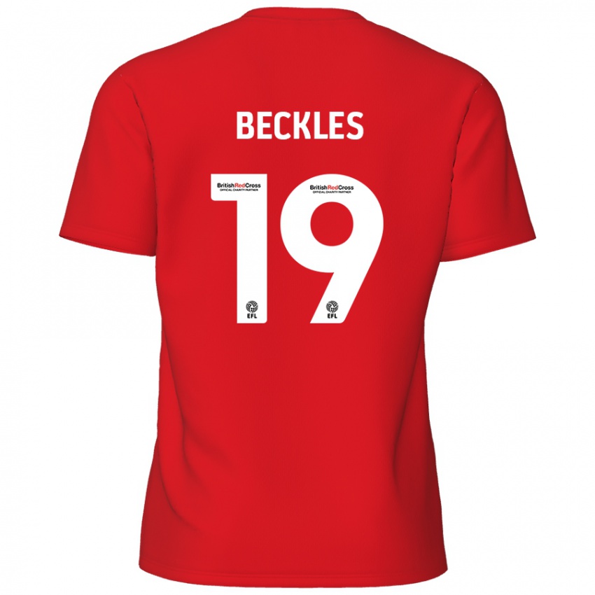 Uomo Maglia Omar Beckles #19 Rosso Kit Gara Home 2024/25 Maglietta