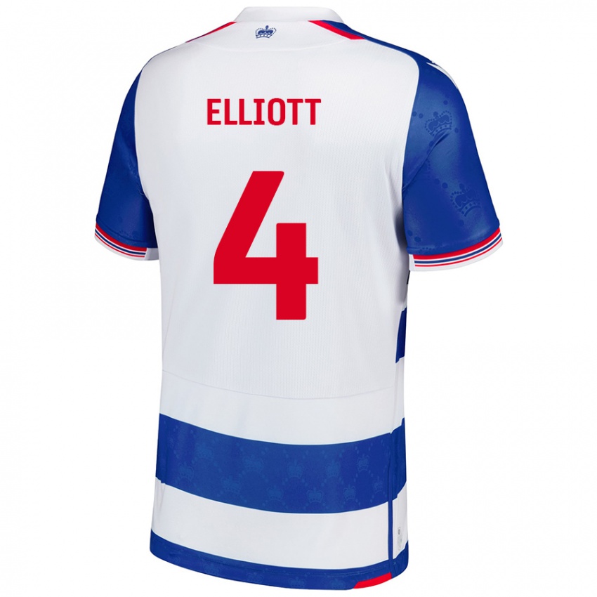 Uomo Maglia Ben Elliott #4 Blu Bianco Kit Gara Home 2024/25 Maglietta