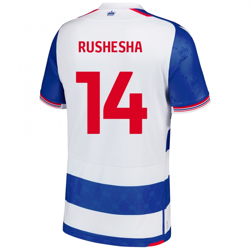 Uomo Maglia Tivonge Rushesha #14 Blu Bianco Kit Gara Home 2024/25 Maglietta