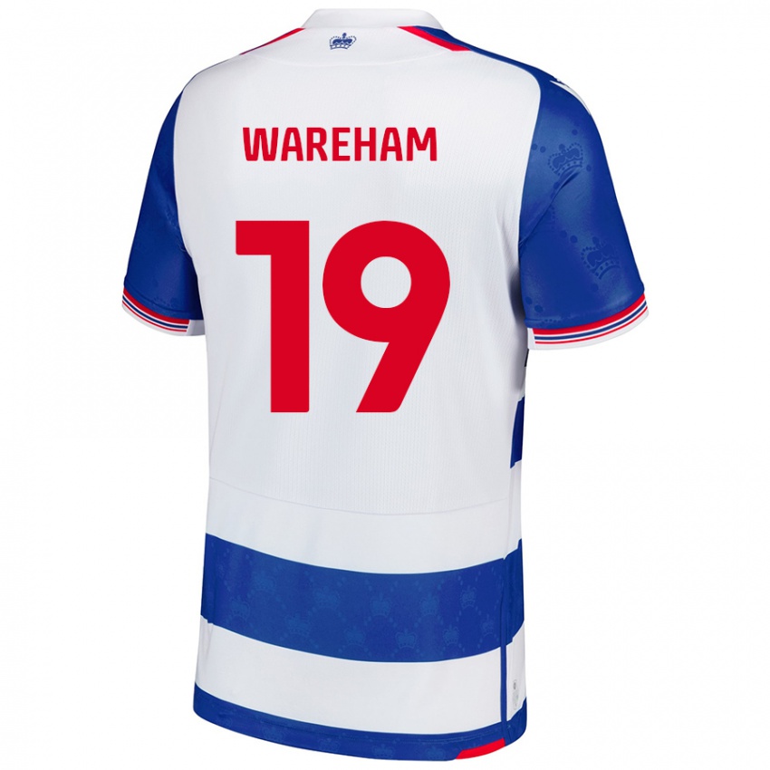 Uomo Maglia Jayden Wareham #19 Blu Bianco Kit Gara Home 2024/25 Maglietta