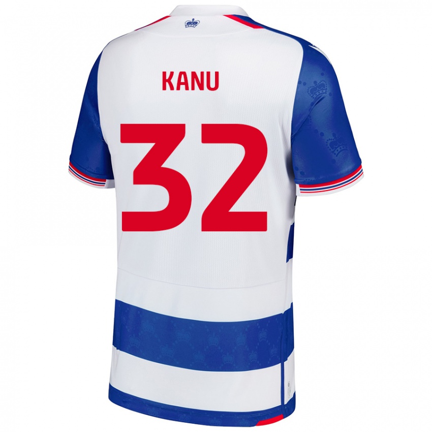 Uomo Maglia Abraham Kanu #32 Blu Bianco Kit Gara Home 2024/25 Maglietta