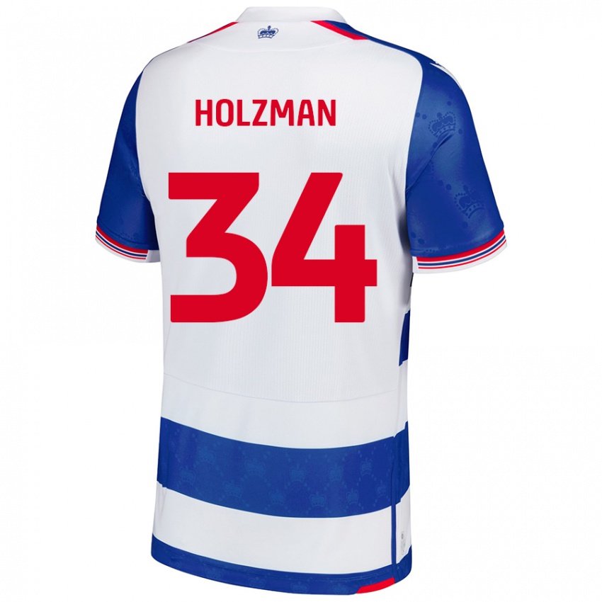 Uomo Maglia Louie Holzman #34 Blu Bianco Kit Gara Home 2024/25 Maglietta