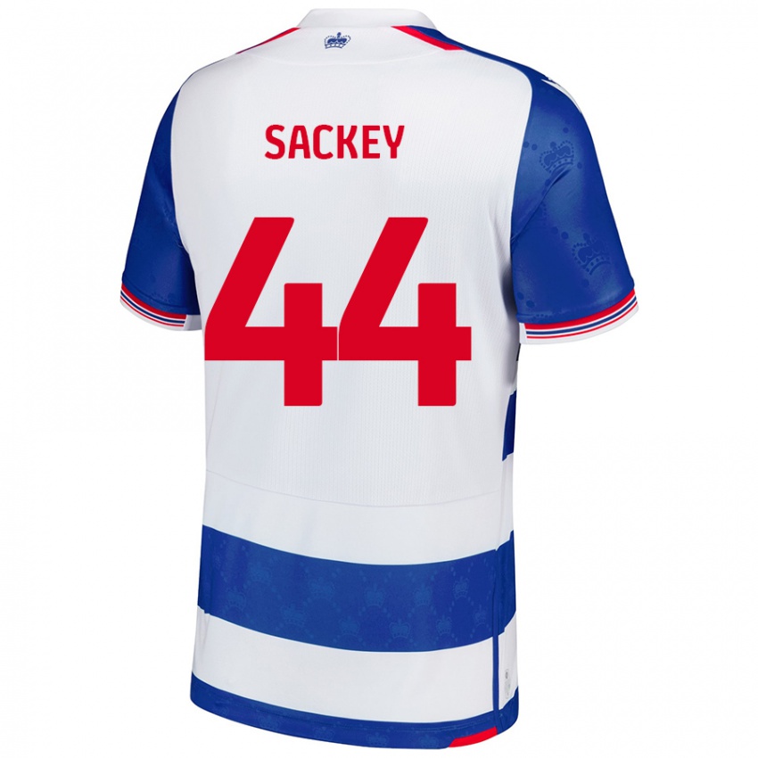 Uomo Maglia Tyler Sackey #44 Blu Bianco Kit Gara Home 2024/25 Maglietta