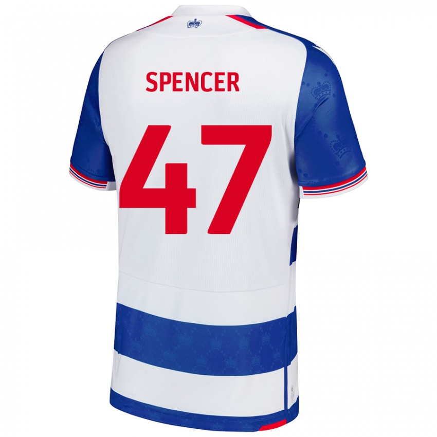 Uomo Maglia Shay Spencer #47 Blu Bianco Kit Gara Home 2024/25 Maglietta