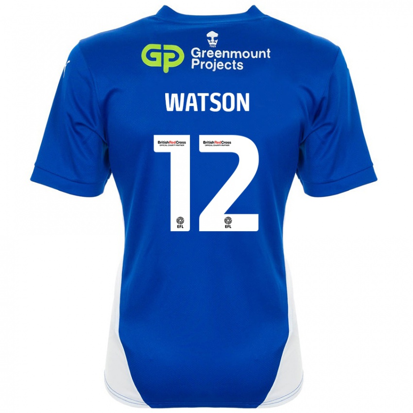 Uomo Maglia Tom Watson #12 Blu Bianco Kit Gara Home 2024/25 Maglietta