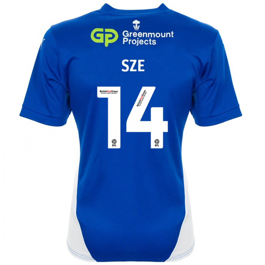 Uomo Maglia Chris Sze #14 Blu Bianco Kit Gara Home 2024/25 Maglietta