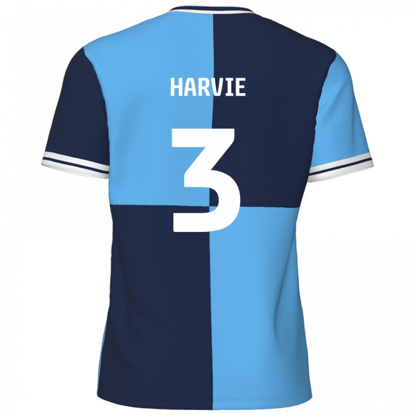 Uomo Maglia Daniel Harvie #3 Azzurro Blu Scuro Kit Gara Home 2024/25 Maglietta