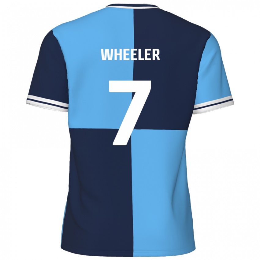 Uomo Maglia David Wheeler #7 Azzurro Blu Scuro Kit Gara Home 2024/25 Maglietta