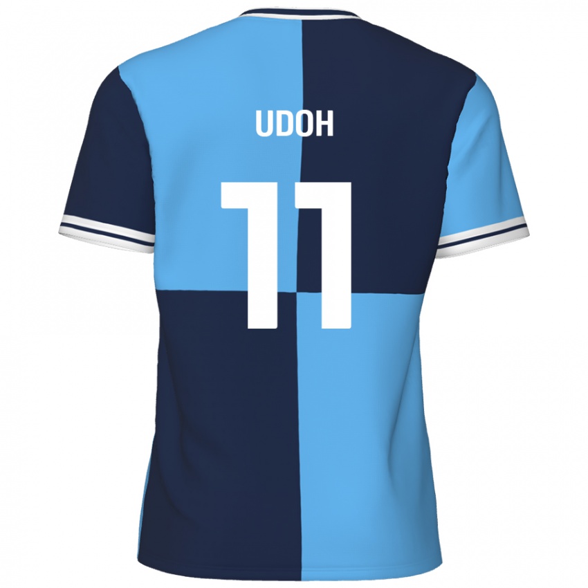 Uomo Maglia Daniel Udoh #11 Azzurro Blu Scuro Kit Gara Home 2024/25 Maglietta