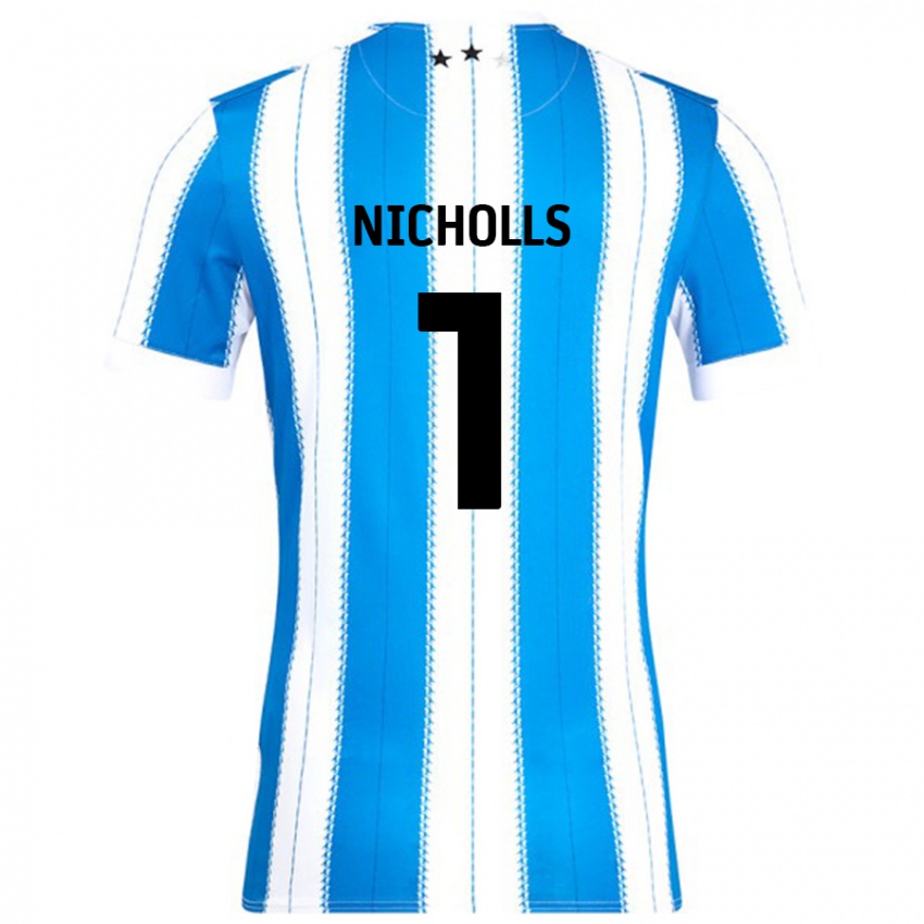 Uomo Maglia Lee Nicholls #1 Blu Bianco Kit Gara Home 2024/25 Maglietta