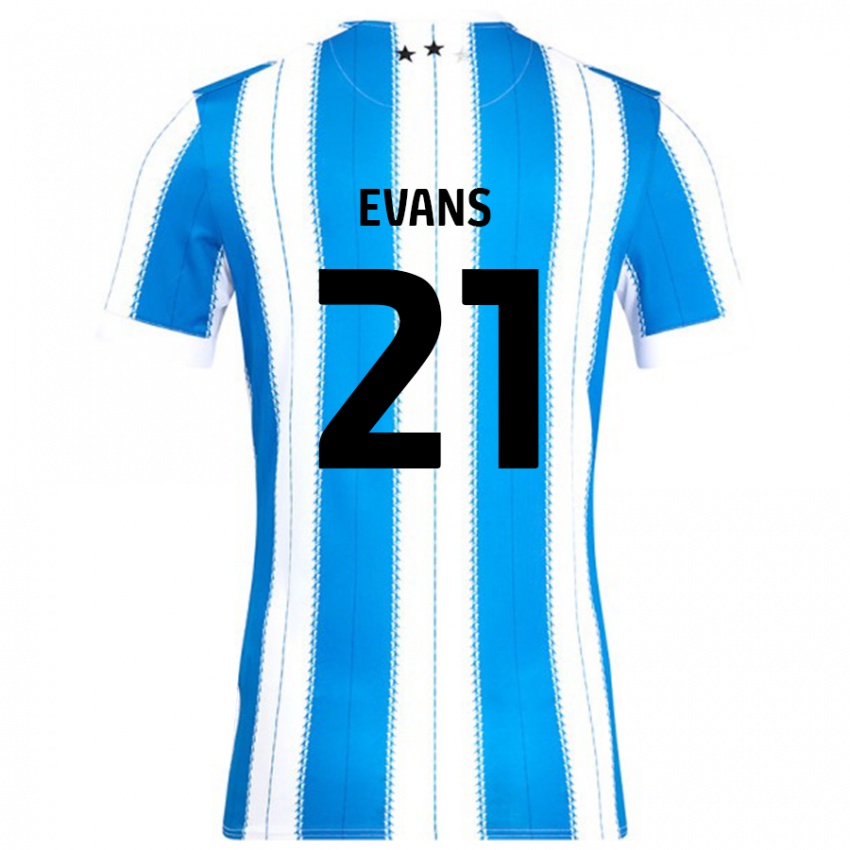 Uomo Maglia Antony Evans #21 Blu Bianco Kit Gara Home 2024/25 Maglietta