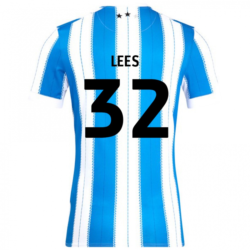 Uomo Maglia Tom Lees #32 Blu Bianco Kit Gara Home 2024/25 Maglietta